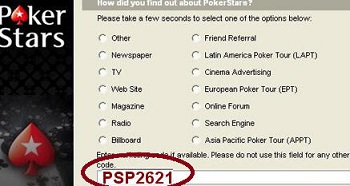 Pokerstars Marketing code